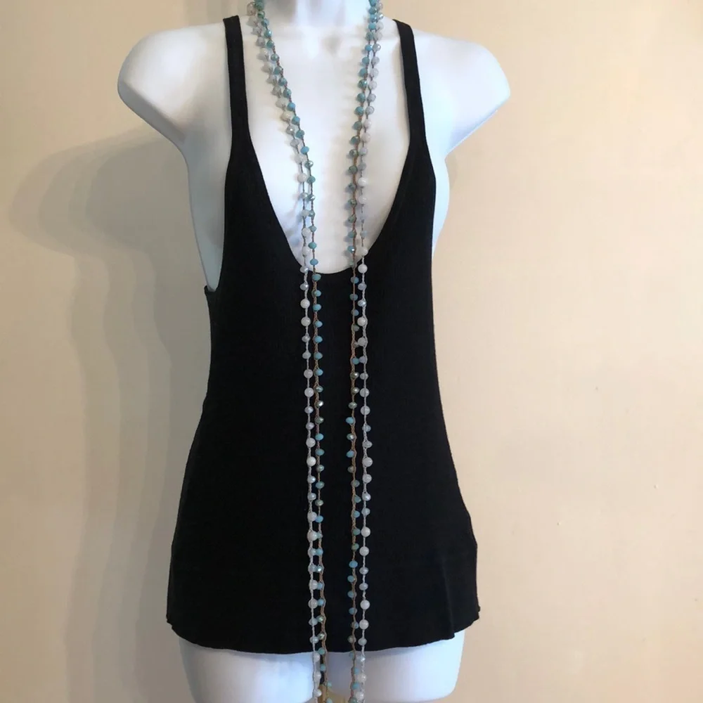 Curated bundle artisan knotted crystal and stone necklaces super long flapper